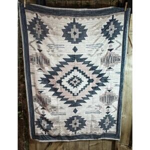 Wosabee Western Plush Fleece Throw Blanket 40"x50" Indian Pattern